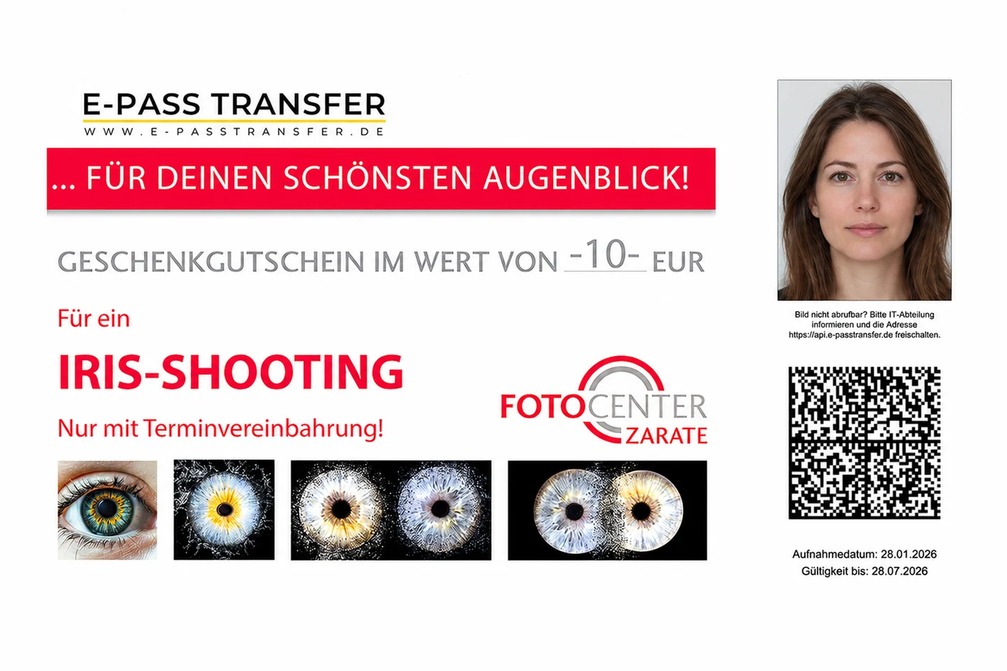 E-Pass-Transfer-Musterbeleg mit KI-Musterperson